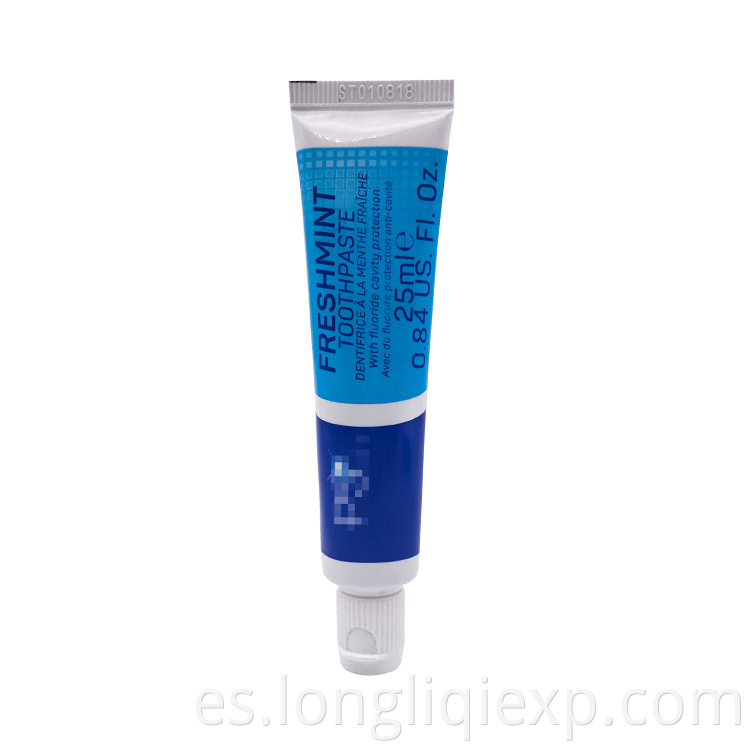 25 ml de pasta de dientes de menta con aliento fresco con protección de flúor para las caries